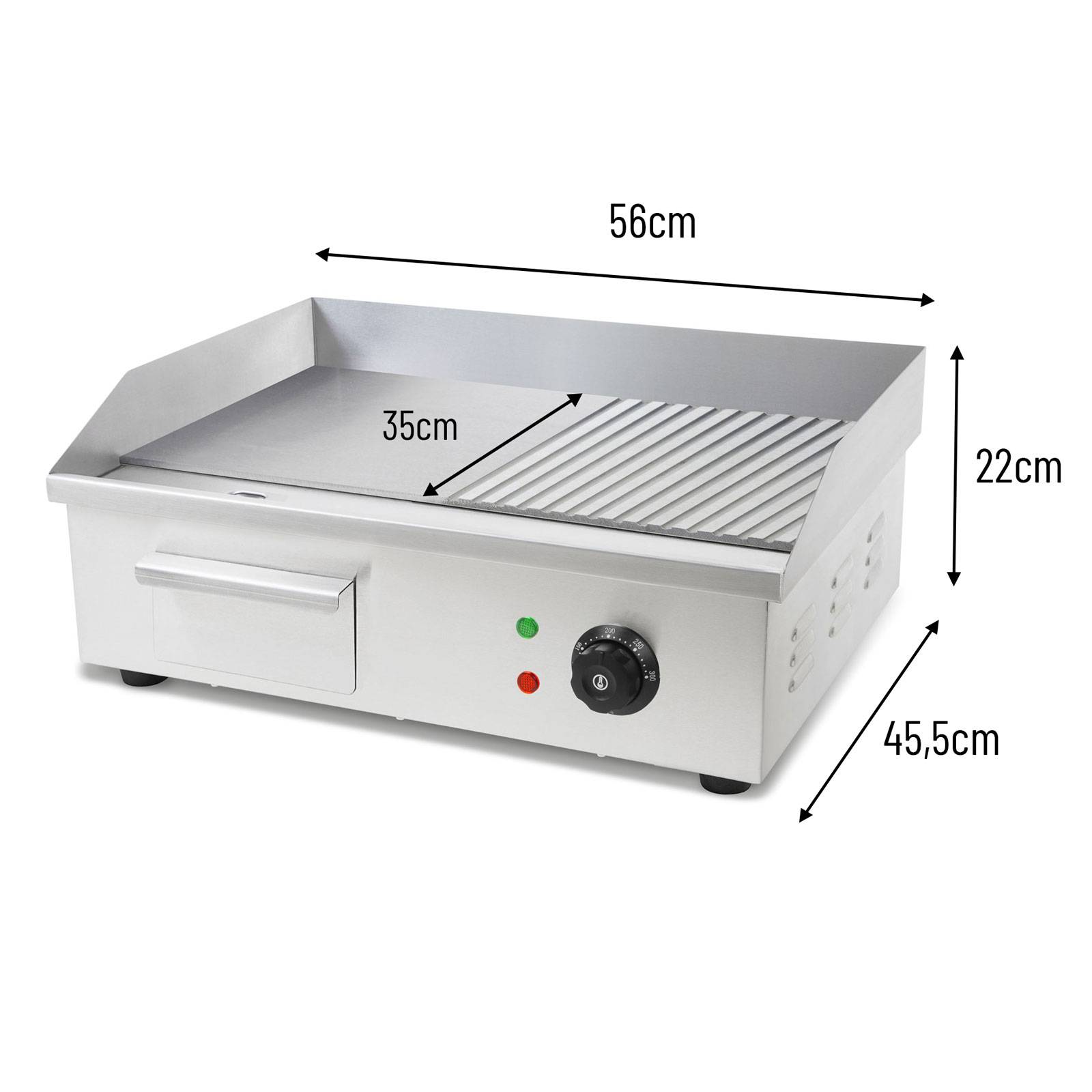 VERTES Grillplatte Plancha Grill 3000W Grillfläche Flach und Rillen 55x35cm Temperatur 50-300°C-4