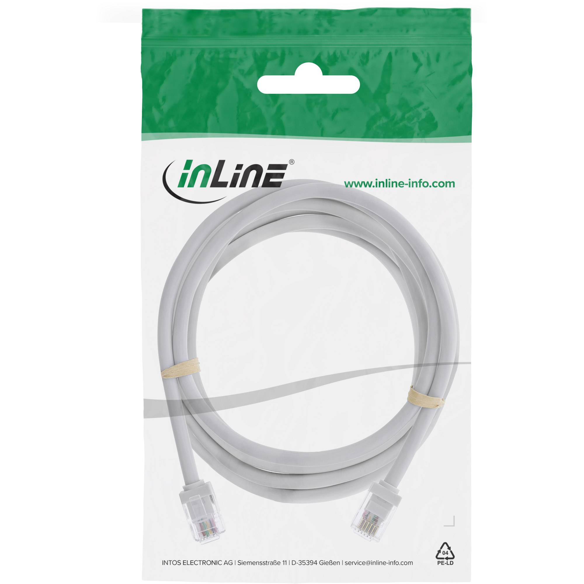 InLine 18740, 10 m, RJ-12, RJ-12, Stecker, Stecker, Grau-1