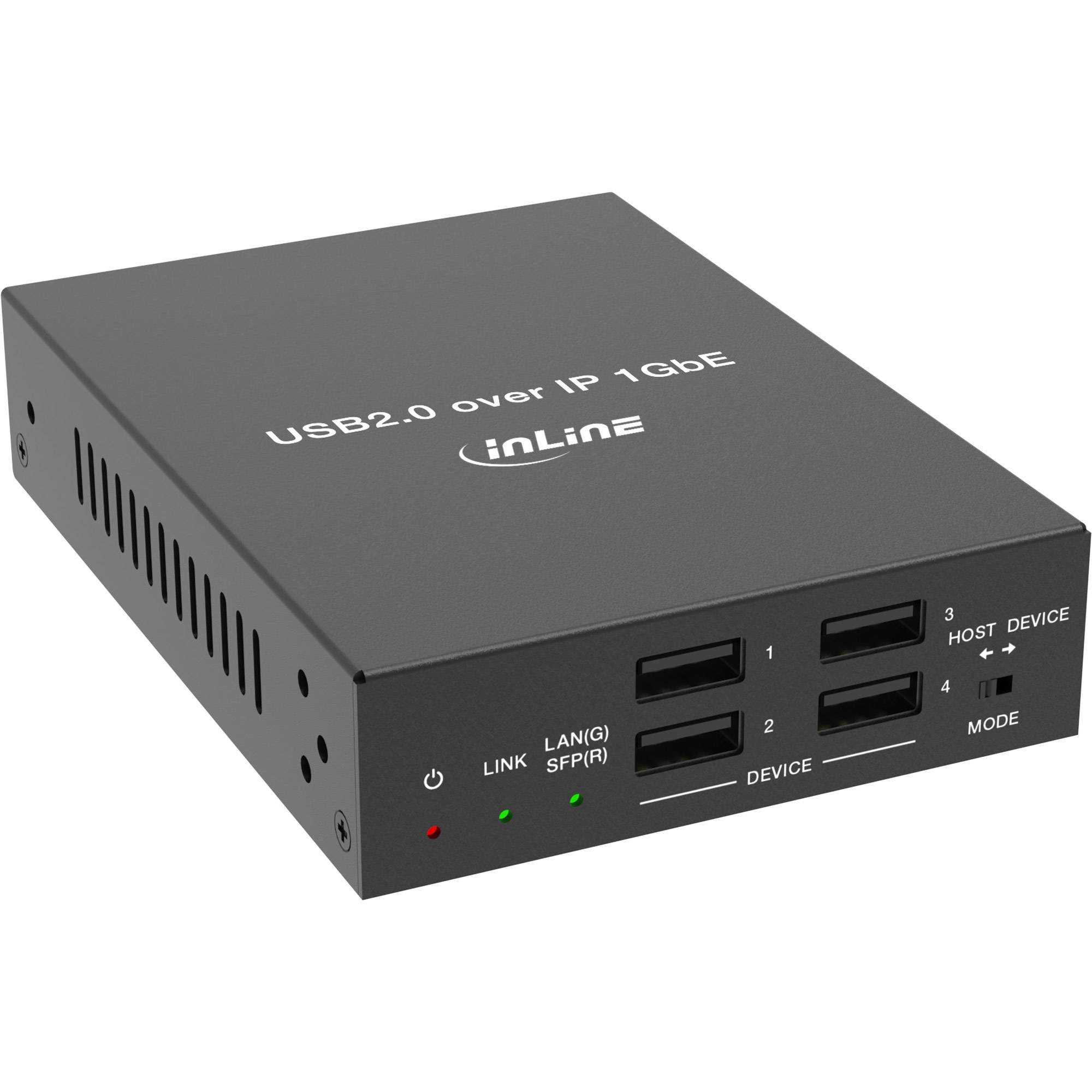 InLine® USB 2.0 Host/Device Extender over IP, Einzelgerät, RJ45 / SFP (57886E)-0