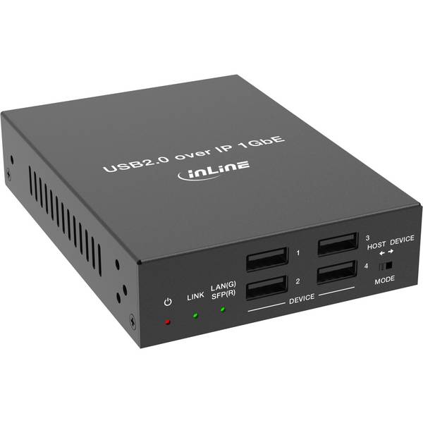 InLine® USB 2.0 Host/Device Extender over IP, Einzelgerät, RJ45 / SFP (57886E)