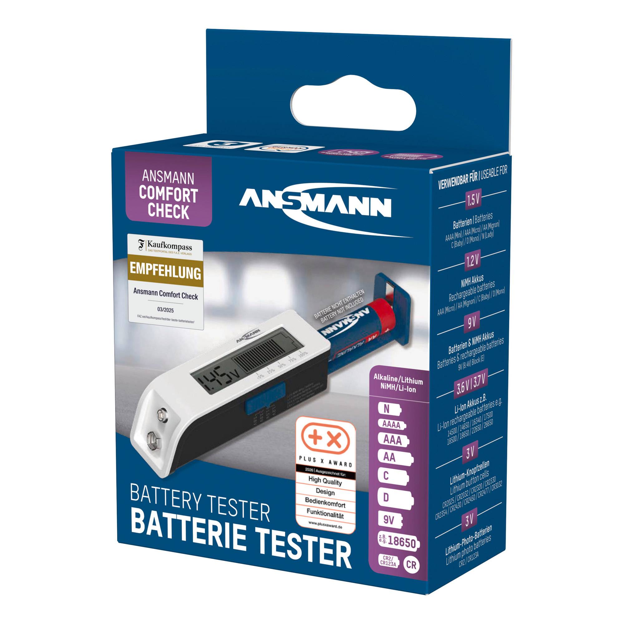 ANSMANN 1900-0110 Batterie-Tester Comfort Check mit LC-Display Installation / Reinigung Test- /-4