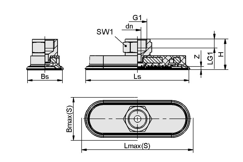 Schmalz SAOF 60x23 NBR-60 G3/8-IG, Flachsauggreifer, SKU: 10.01.05.00370-1