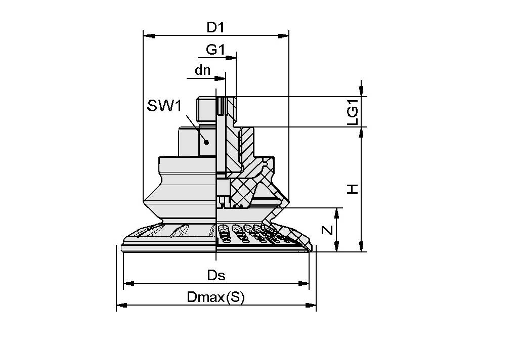Schmalz SAB 30 HT1-60 G1/4-AG, Balgsauggreifer (rund) für abdruckfreie Handhabung, P\n: 10.01.06.03048-1