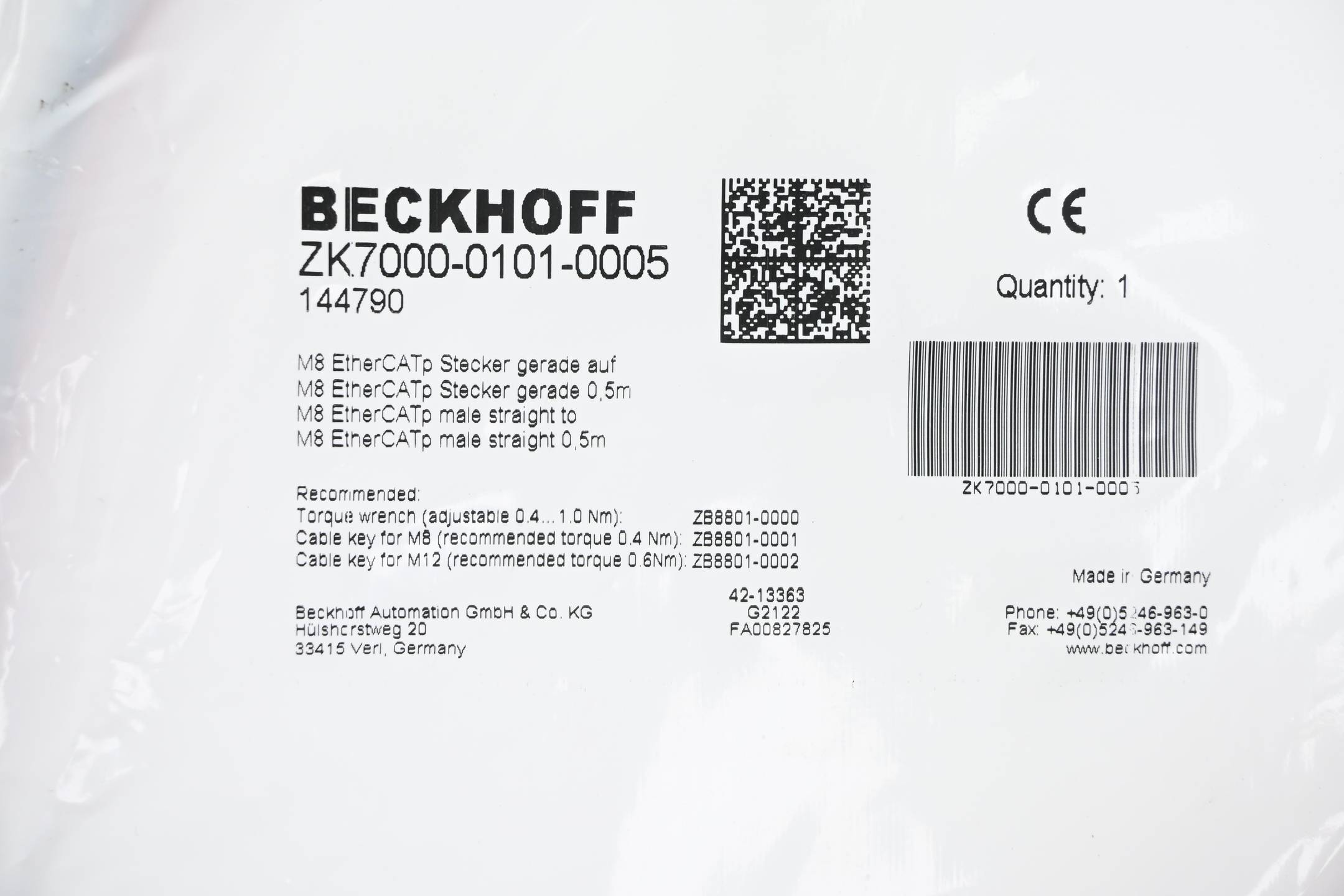 Beckhoff EtherCAT-P Anschlusskabel ZK7000-0101-0005 ( 144790 ) 0,5m-2