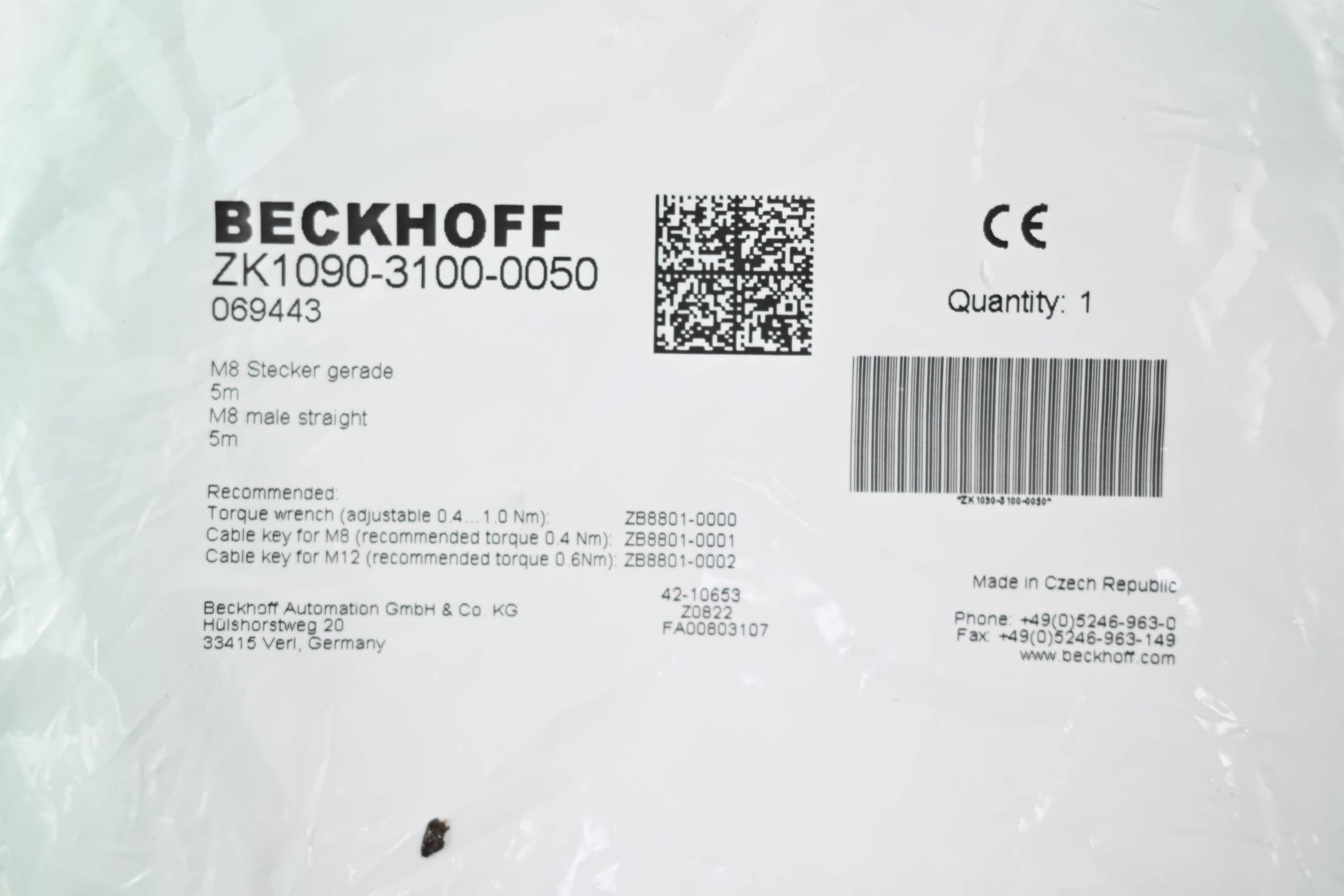 Beckhoff EtherCAT-Leitung ZK1090-3100-0050 ( M8 Stecker gerade ) 5m-2