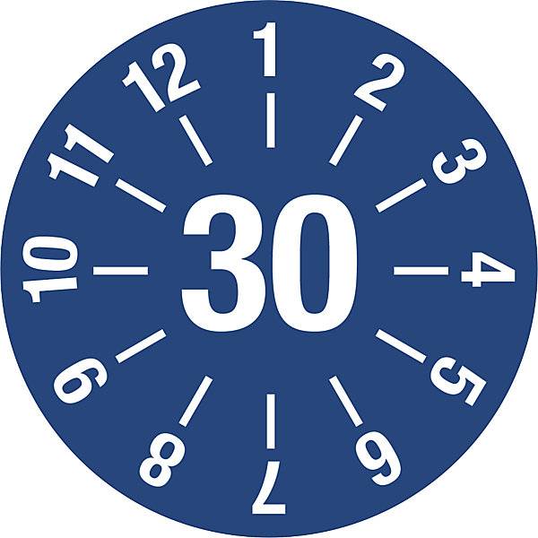 Prüfplakette Jahreszahl Dokumentenfolie Ø 30 mm VE 10 Stk 30 blau. H. Marahrens Sicherheits- | Industrie--0