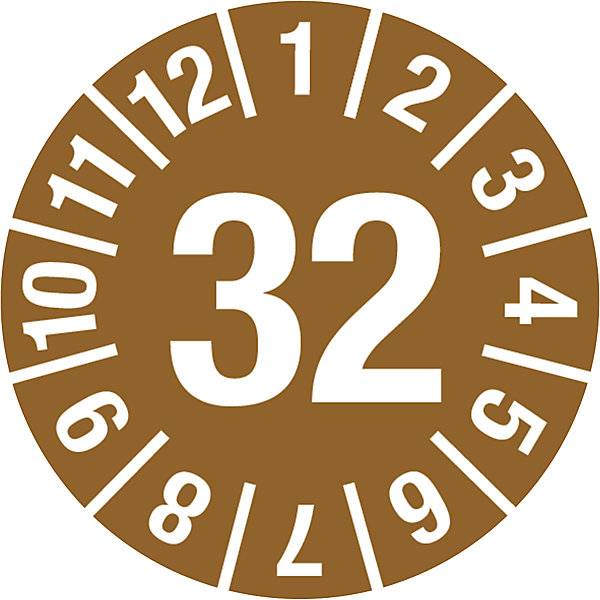 Prüfplakette Jahreszahl Dokumentenfolie Ø 15 mm 32 braun. H. Marahrens Sicherheits- | Industrie- u.-0