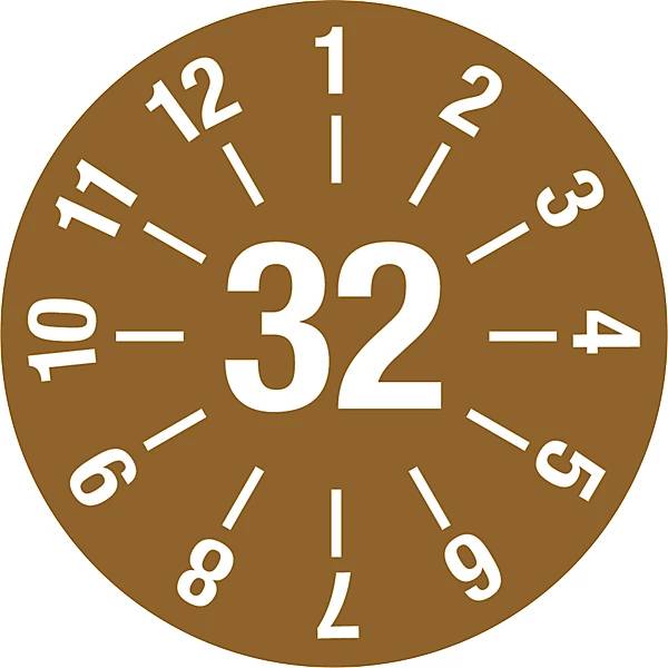 Prüfplakette Jahreszahl Dokumentenfolie Ø 25 mm VE 10 Stk 32 braun. H. Marahrens Sicherheits- | Industrie-