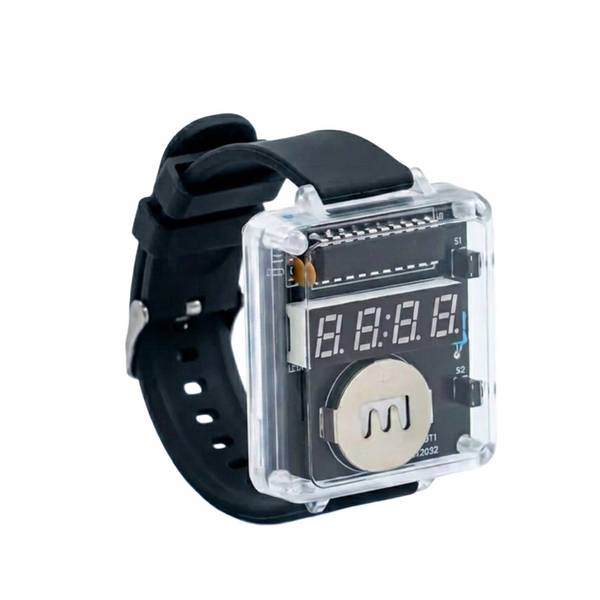 Bausatz DIY Armbanduhr zum Löten (schwarzes Band)