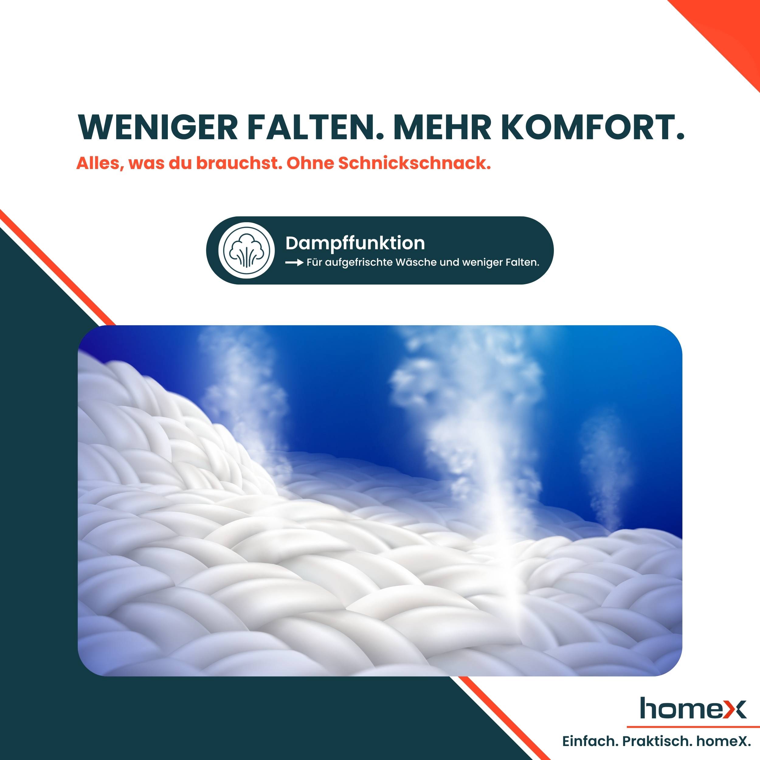 homeX WF1014H1A-W Waschmaschine 10kg, Frontlader - 1.400 U/Min, Dampffunktion, AquaStop, Inverter Motor, 15 Programme-2