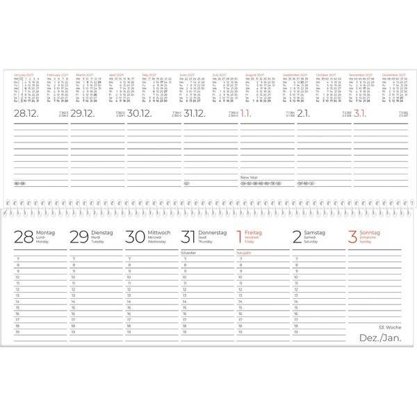 Schreibtischquerkalender 28,6x9,9cm 1 Woche/2 Seiten RC 2027-1
