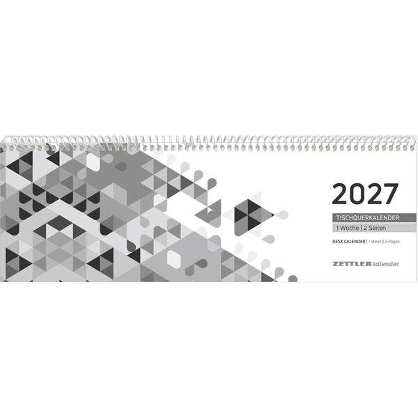 Tischquerkalender 116 29,6x9,9cm 1 Woche/2 Seiten schwarz 2027