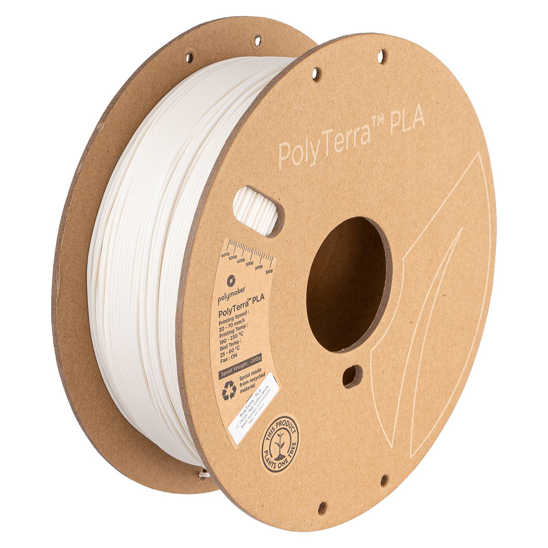 PLA 1,75mm COTTON WHITE 1kg Drucker & Scanner 3D Druck-0