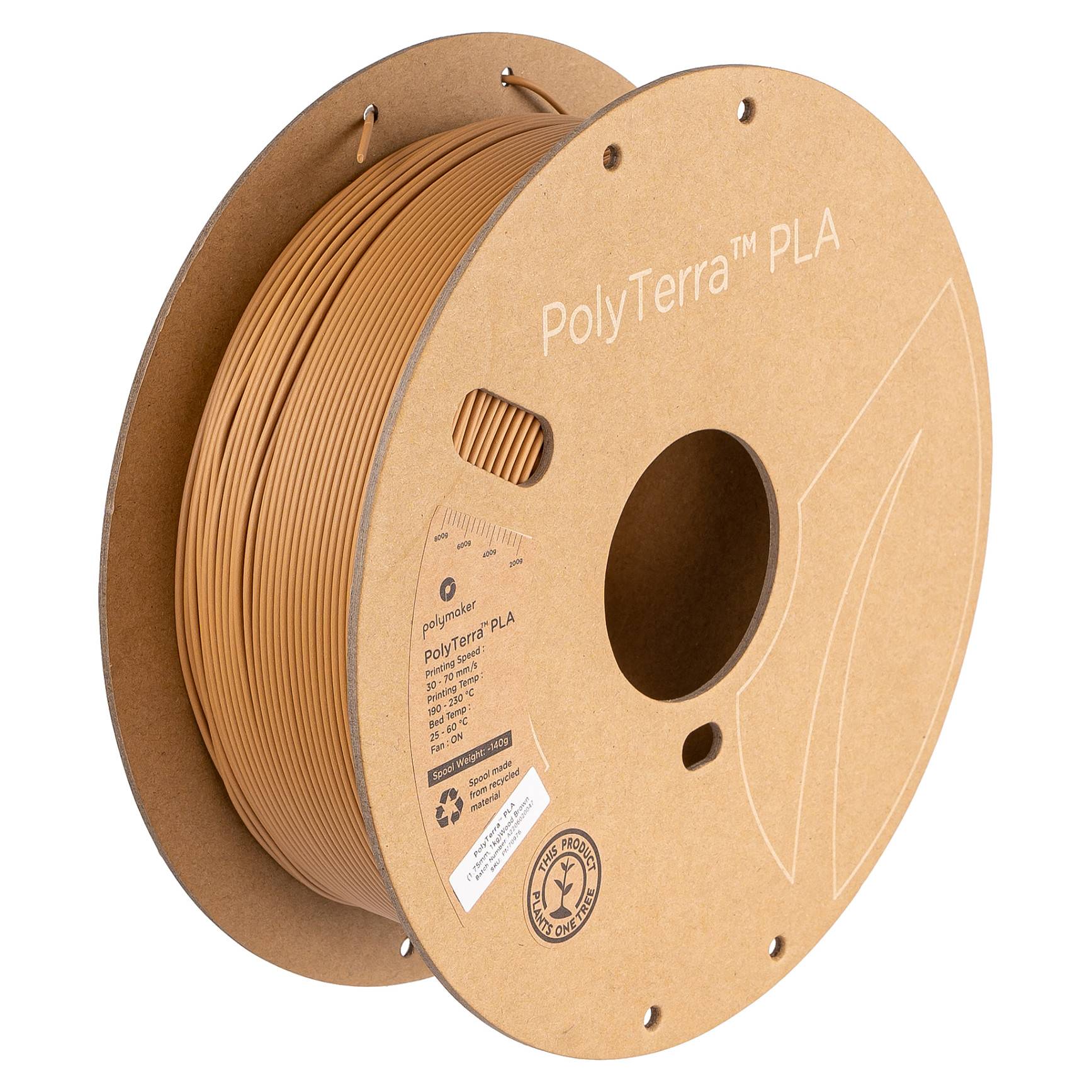 PLA 1,75mm WOOD BROWN 1kg Drucker & Scanner 3D Druck-0