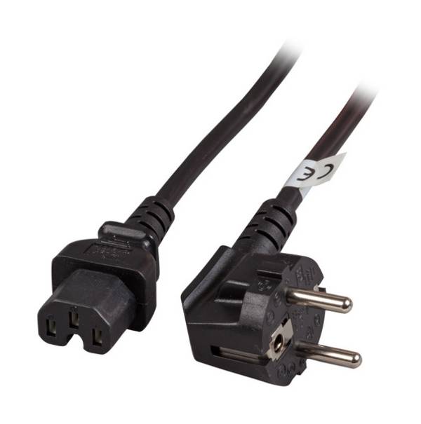 EFB-Elektronik EK625.3V2, Warmgeräteleitung CEE 7/7 90° auf C15, schwarz, 3 m, 3 x 1,00 mm²
