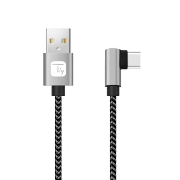 USB-A-Stecker 2.0 / USB-C?-Stecker, gewinkelt 3A 1m Aluminiumkabel Multimedia USB Kabel-0