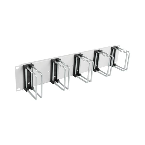EFB Elektronik 19" Kabelführungspanel 5 x Metall-Doppelbügel 75 mm RAL7035 2 HE