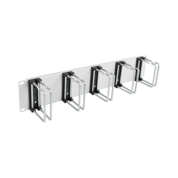 EFB Elektronik 19" Kabelführungspanel 5 x Metall-Doppelbügel 75 mm RAL7035 2 HE-0
