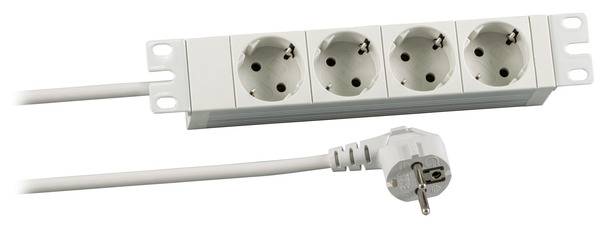 10 1HE Steckdosenleiste 4 x CEE7/3, RAL7035 Stromversorgung Steckdosenleisten 10 Zoll-0