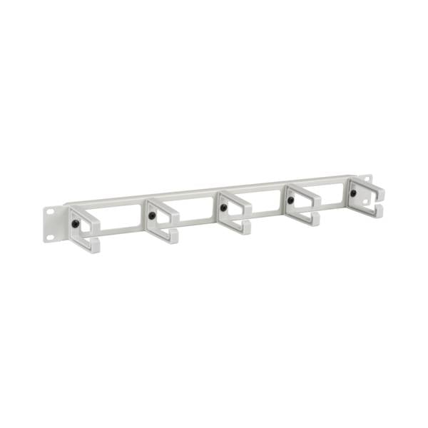 EFB-Elektronik 699992.1GR, 19" 1HE Kabelführungspanel, mit 4 Durchführungen,5 Kunststoffbügel RAL7035