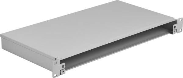 Spleißbox fest 1HE ohne, Frontblende, unbestückt, grau Glasfaserverkabelung Glasfaser Verteiler 19