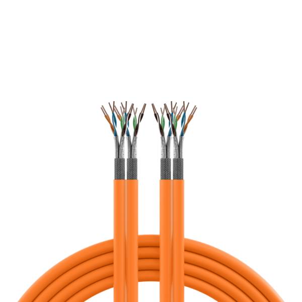 Duplex LAN Cat.7 1000 AWG23 S/FTP, 2x4P CPR Dca, orange, 100m Kupferverkabelung Verlegekabel LAN