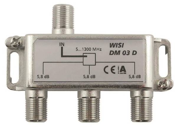WISI Verteiler 3-fach DM03D 5-1300MHz 5,8dB Klasse A (+10dB) Install.Baumaterial Antennen