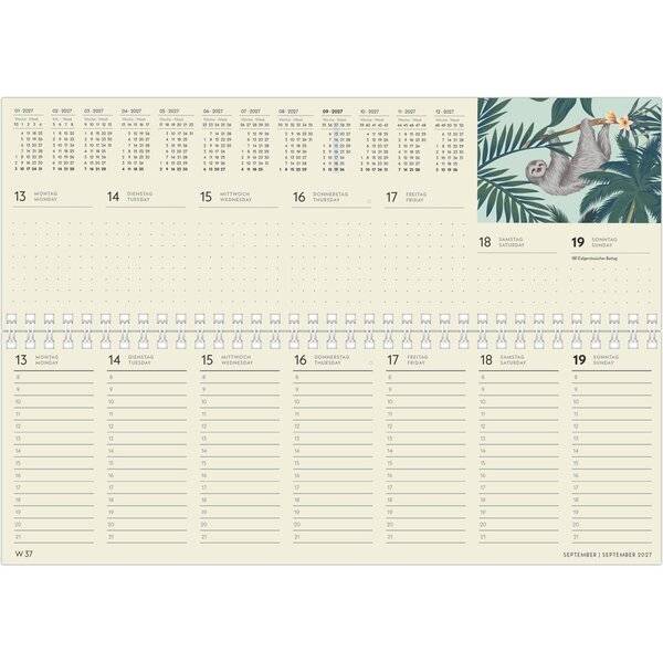 Tischquerkalender 194 Greenline 29,7x10,5m 1 Woche/2 Seiten Jungle 2027-1