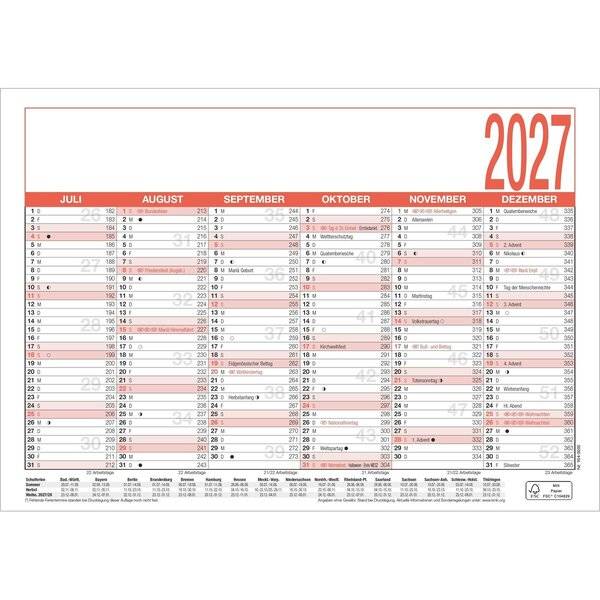 Arbeitstagekalender 904 A5 21x14,8cm 2027-1