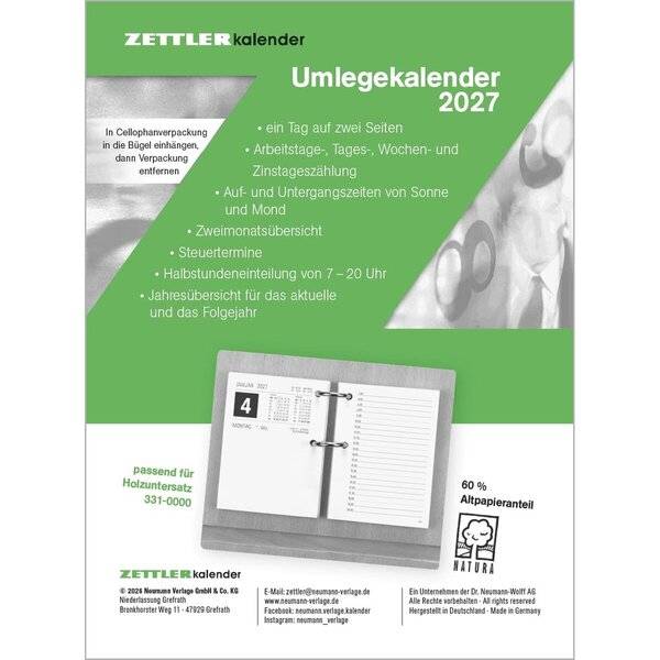 Umlegekalender-Ersatzblock 8x10,8cm 2027