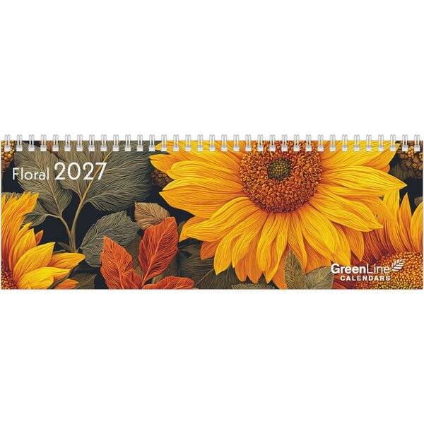 Tischquerkalender 194 Greenline 29,7x10,5m 1 Woche/2 Seiten Floral 2027-0