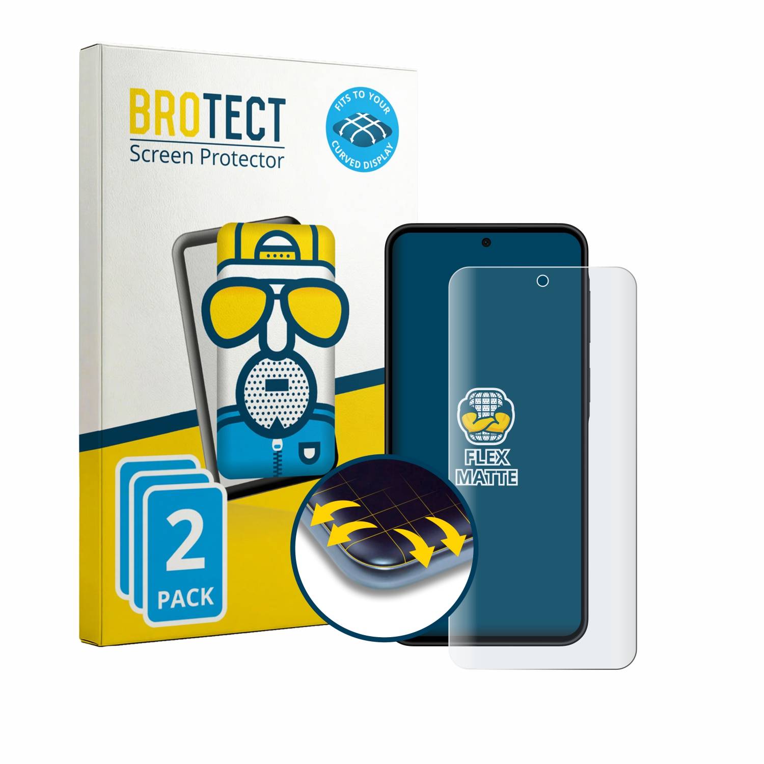 2x BROTECT Flex Full Screen Schutzfolie für Samsung Galaxy A27 5G Full-Screen 3D Curved Anti-Reflex Matt Entspiegelt-0