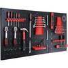 FLOORDIREKT Werkzeughalter Parker - Lochwand-Set für Werkstatt & Garage - Schwarz/Rot - 3 Platten
