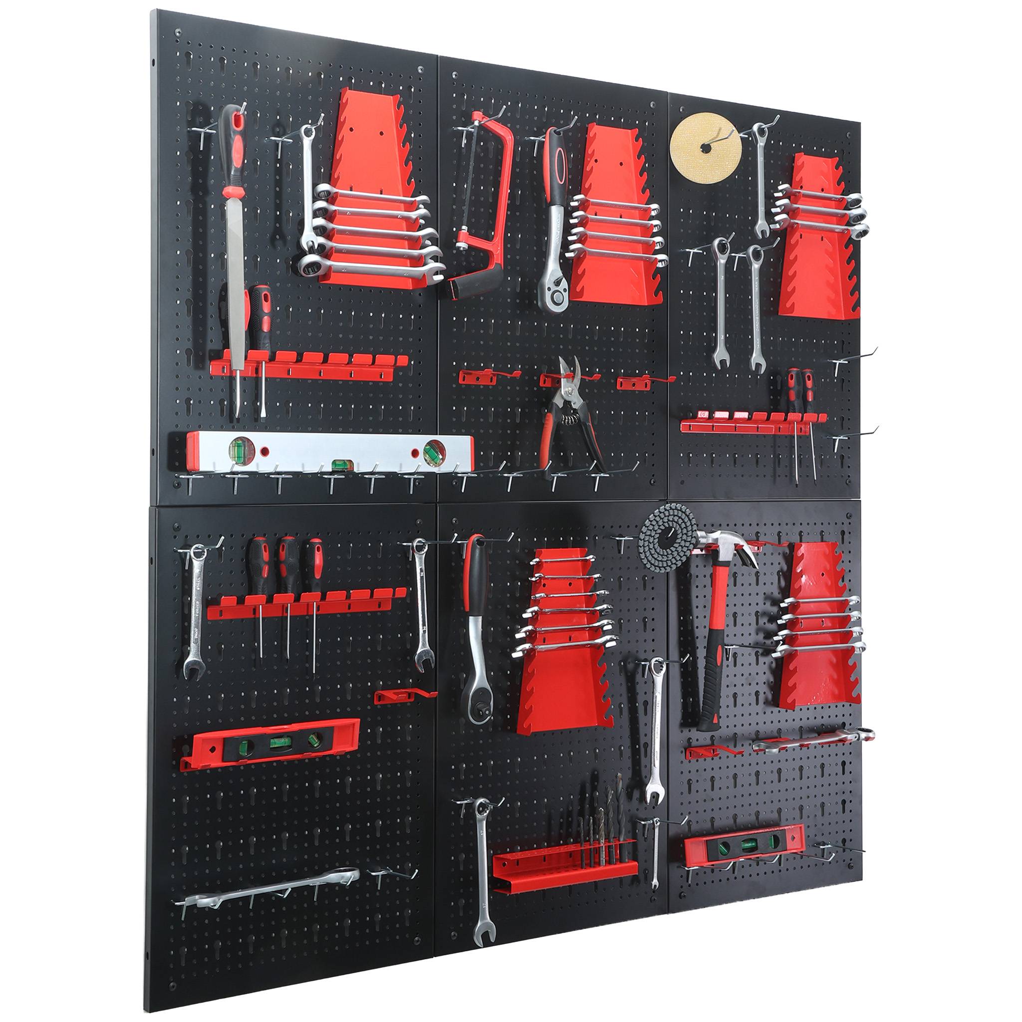 FLOORDIREKT Werkzeughalter Parker - Lochwand-Set für Werkstatt & Garage - Schwarz/Rot - 6 Platten-0