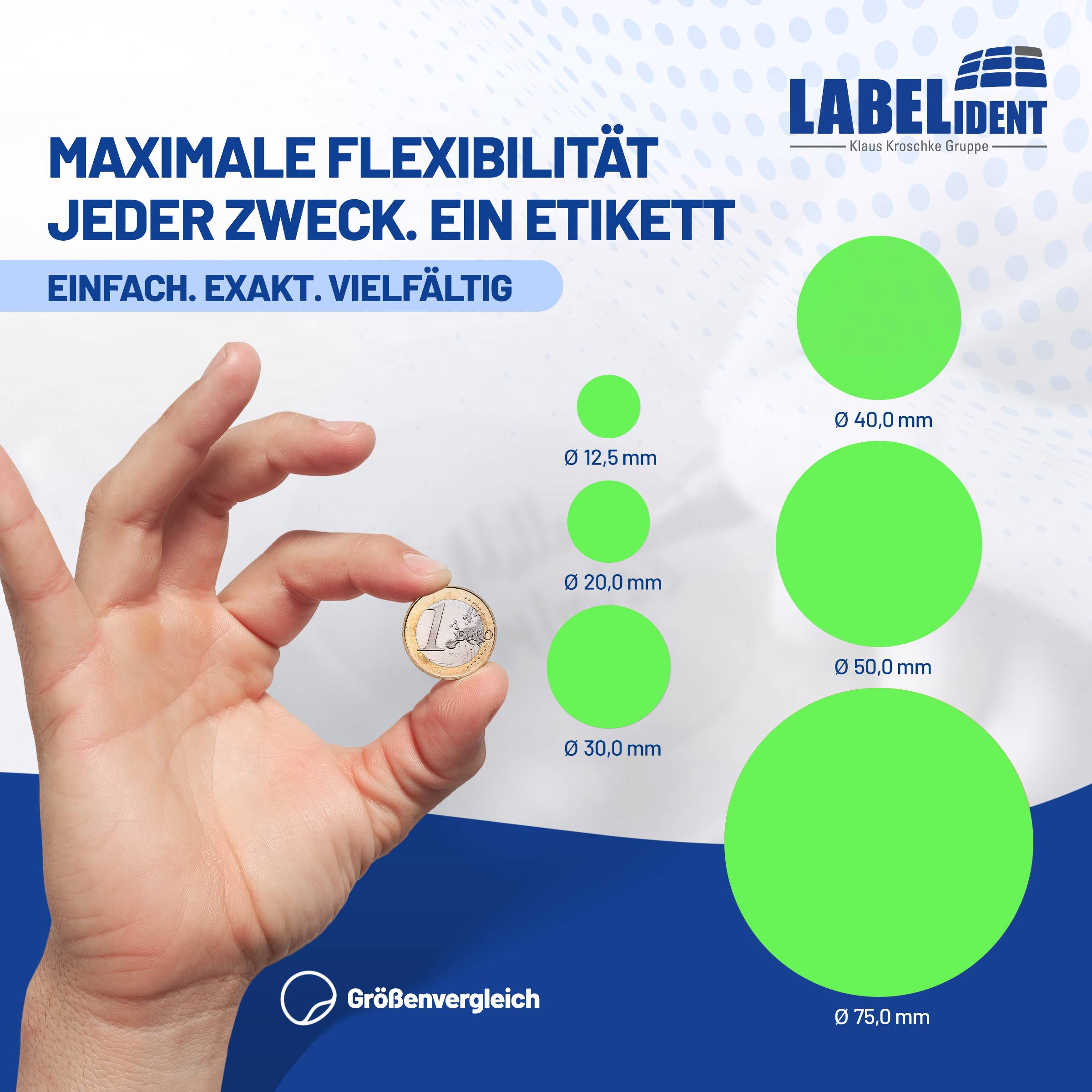 Labelident Klebepunkte grün, Ø 12,5 mm, Papier, 1,57 Zoll, 1.000 Stück-3