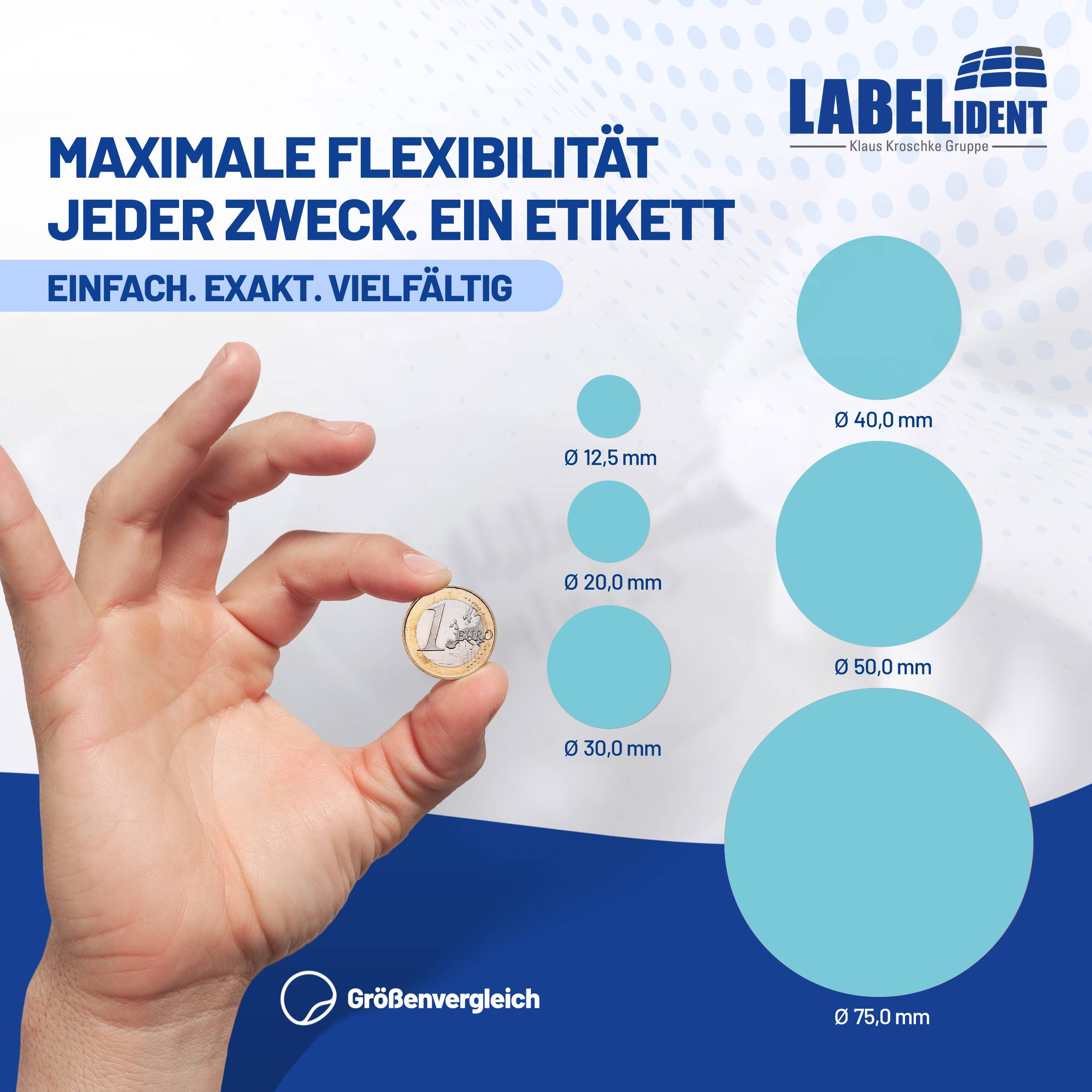 Labelident Klebepunkte blau, Ø 40 mm, Papier, 1,57 Zoll, 1.000 Stück-4