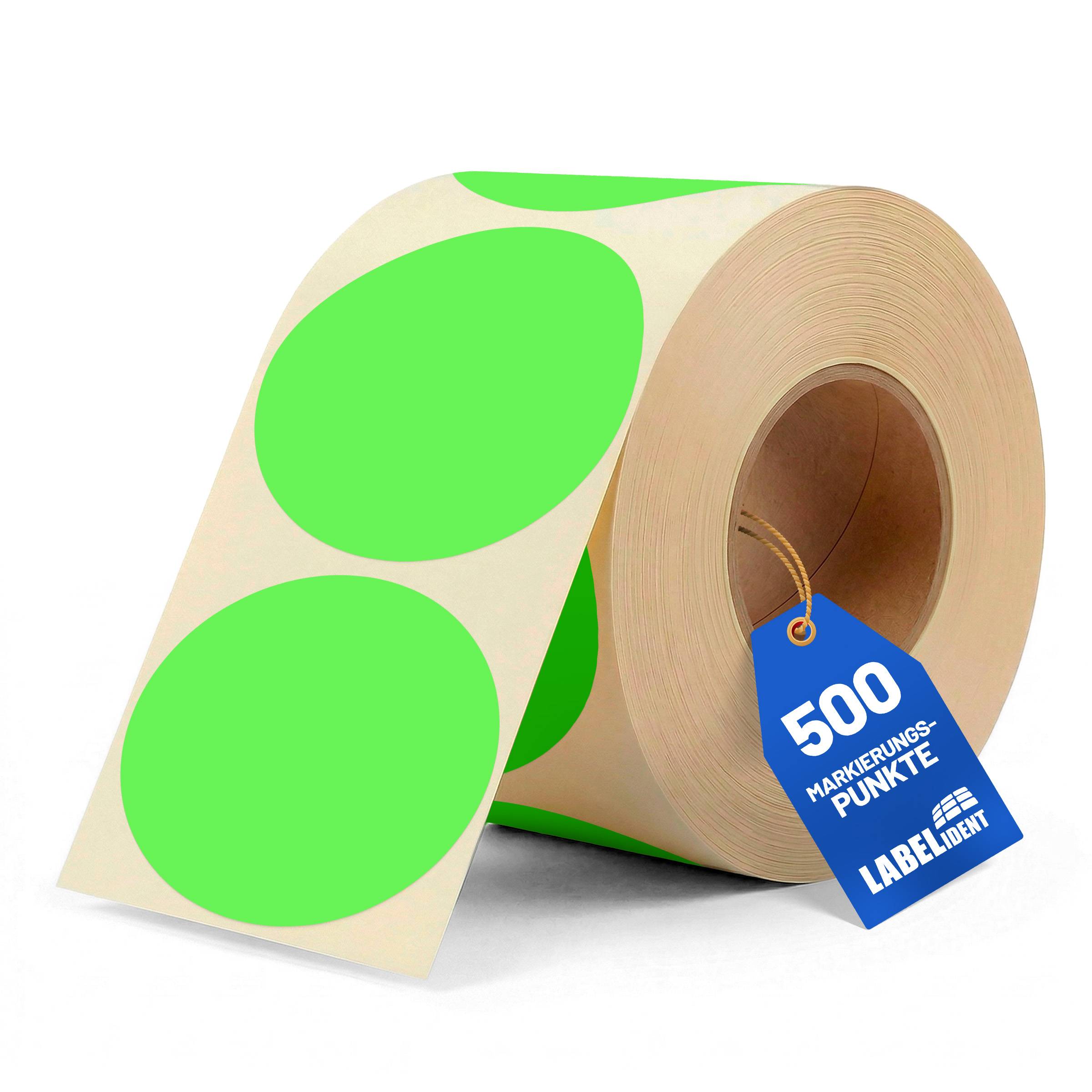 Labelident Klebepunkte grün, Ø 75 mm, Papier, 1,57 Zoll, 500 Stück-0