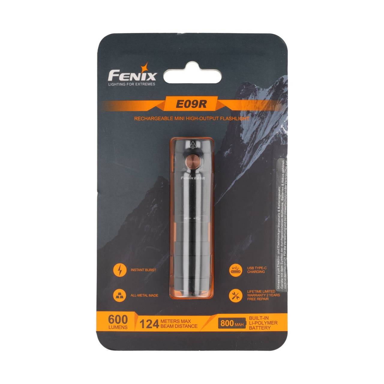 Fenix E09R LED Taschenlampe - Schwarz-0