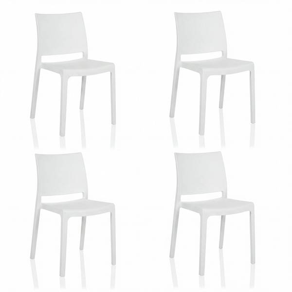Dining Stuhl Besucherstuhl T37 V Kunststoff weiß 4er Pack hjh LIVING