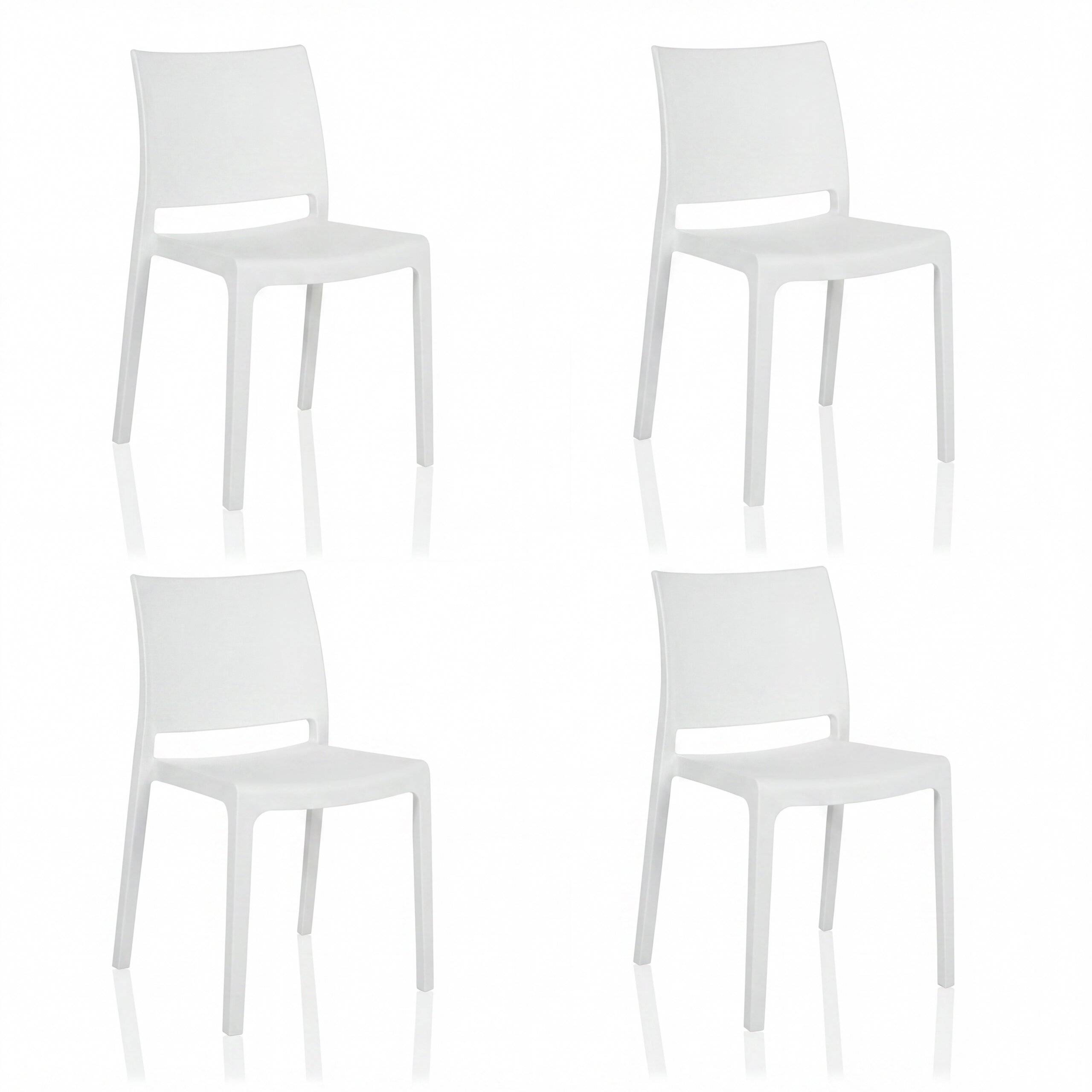 Dining Stuhl Besucherstuhl T37 V Kunststoff weiß 4er Pack hjh LIVING-0