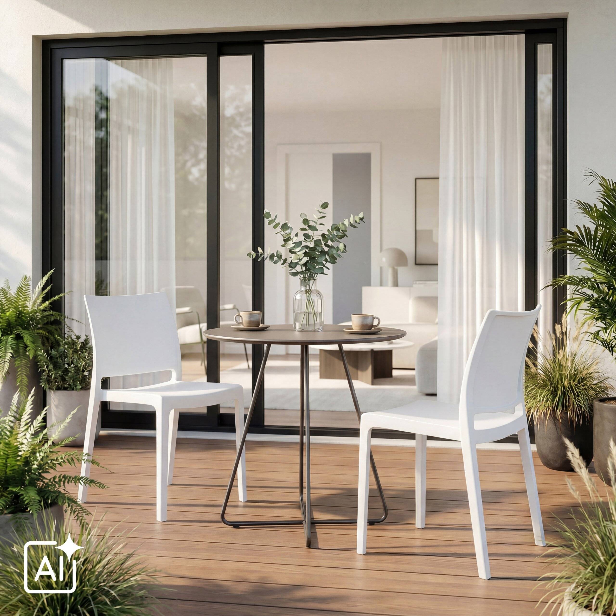 Dining Stuhl Besucherstuhl T37 V Kunststoff weiß 4er Pack hjh LIVING-3