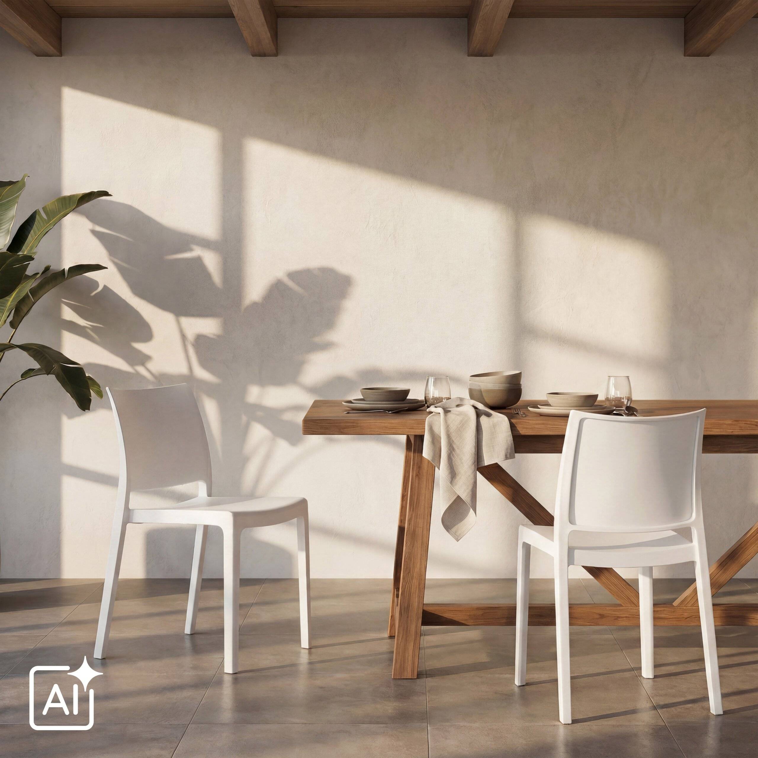 Dining Stuhl Besucherstuhl T37 V Kunststoff weiß 4er Pack hjh LIVING-4