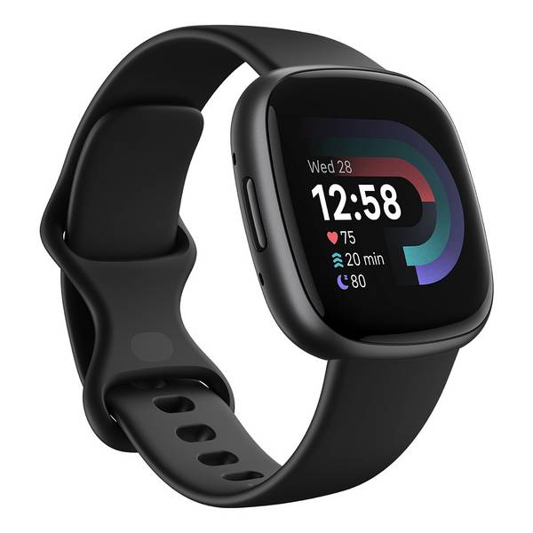 Fitbit Versa 4 - 40 mm - Carbon-Schwarz - intelligente Uhr mit Band