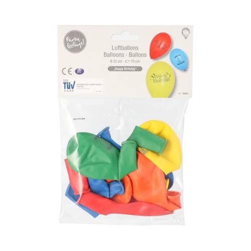 PAPSTAR 10 Luftballons Ø 22 cm farbig sortiert Happy Birthday Luftballons Happy-1