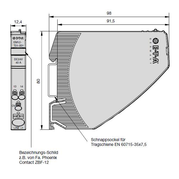 EM12-T01-001-DC24V-40A ETA Einspeisemodul für REX-T-2