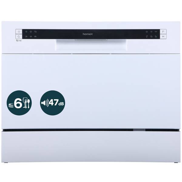 homeX GST6AD-W Tischgeschirrspüler, Mini Geschirrspüler - 6 Programme, Spülmaschine klein für 6 Maßgedecke, AquaStop