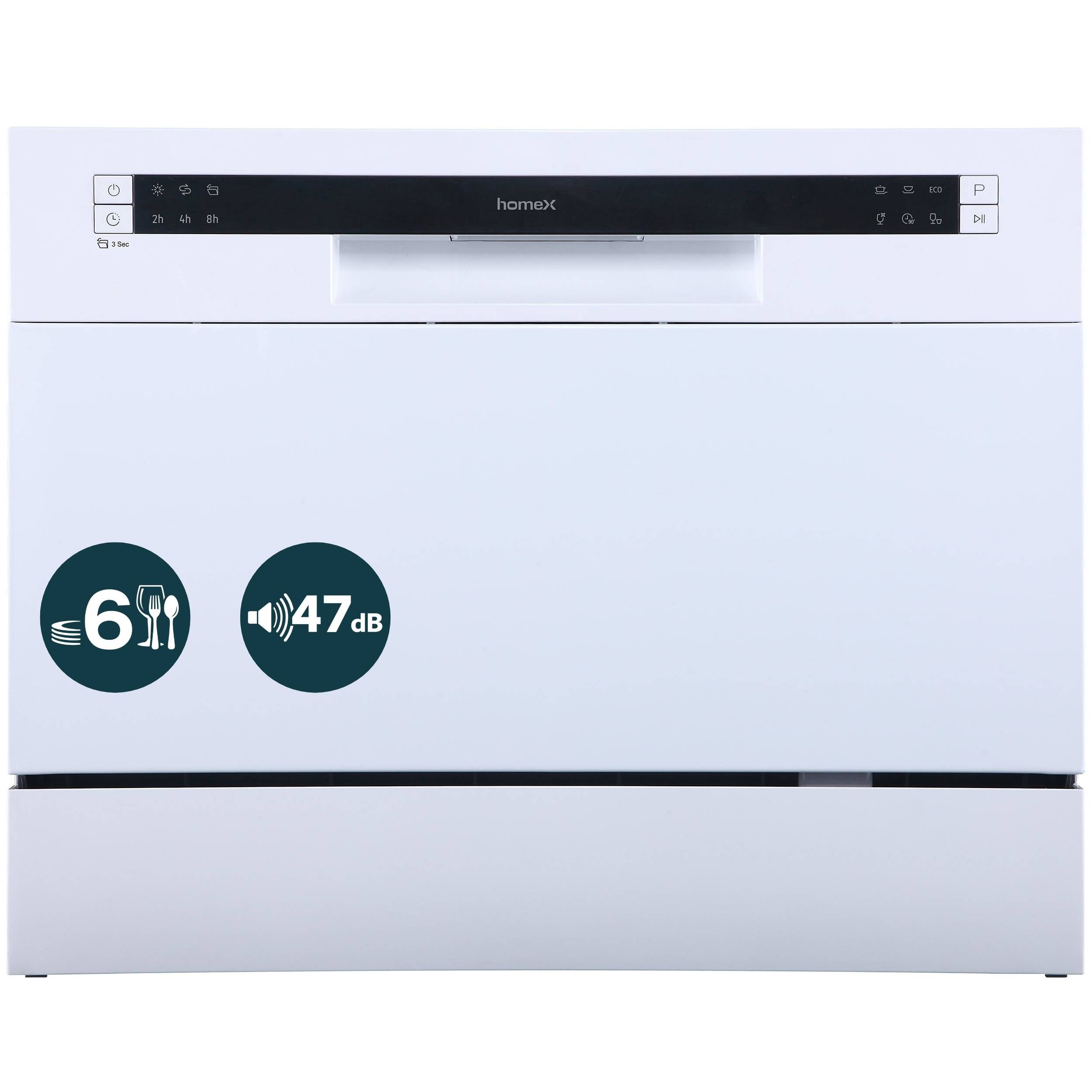 homeX GST6AD-W Tischgeschirrspüler, Mini Geschirrspüler - 6 Programme, Spülmaschine klein für 6 Maßgedecke, AquaStop-0
