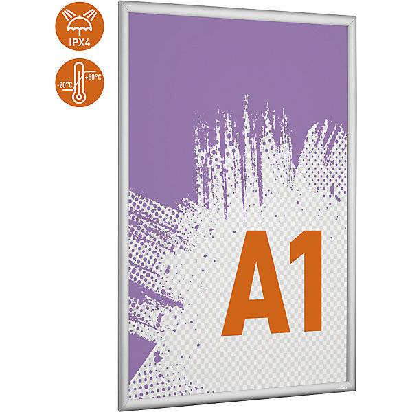 Robuster Aluminium-Klapprahmen Outdoor Aluminium eloxiert HxB 895 x 645 mm Format A1. Durable | Hunke &