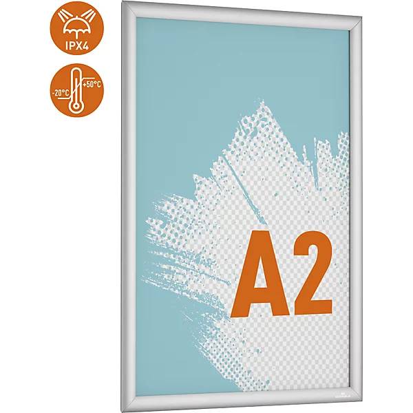 Robuster Aluminium-Klapprahmen Outdoor Aluminium eloxiert HxB 645 x 470 mm Format A2. Durable | Hunke &-0