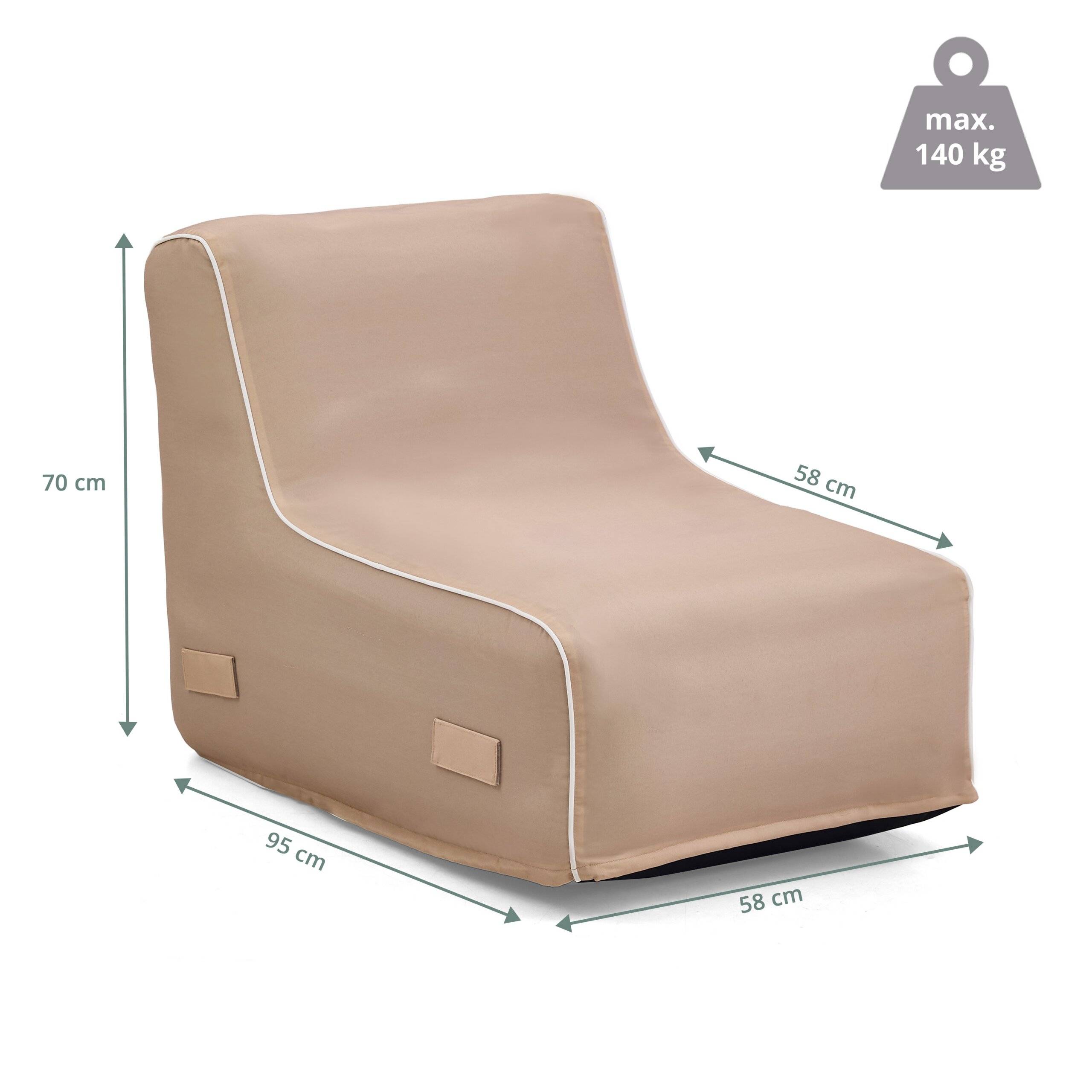 Luftsessel Sitzsack Sitzolo Air inkl. Fußpumpe beige hjh LIVING-1